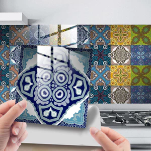TS279 Xuyên Biên Giới Nhà Ngói Dán Pha Lê Phim Mandala Họa Tiết Nhà Bếp Phòng Khách Tự Dính Giấy Dán Tường Trang Trí Dán Tường