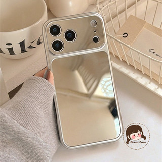 Ốp Điện Thoại Gương Bạc Đơn Giản Cho iPhone Air 17 Pro Max 16 15 14 Plus 13 12 11 Pro Max XR XS Max X 17ProMax Vỏ Sang Trọng Bảo Vệ Ống Kính Dễ Thương Vỏ Mềm