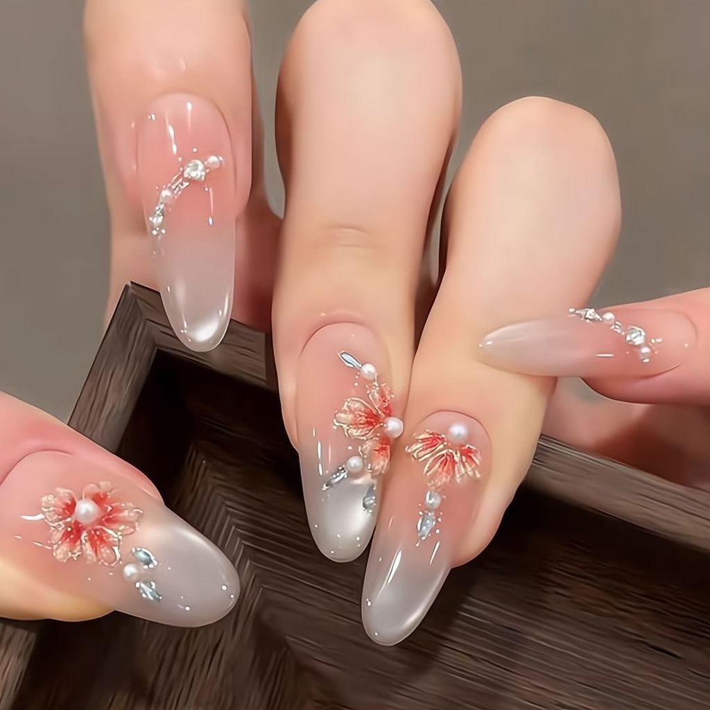 Phong Cách Trung Hoa Filigree Men Sơn Phong Cách Trung Hoa Phong Phú Nhẹ Nhàng Làm Trắng Da Sang Trọng Mắt Mèo Handmade Làm Móng Tay Handmade Đeo Móng Tay