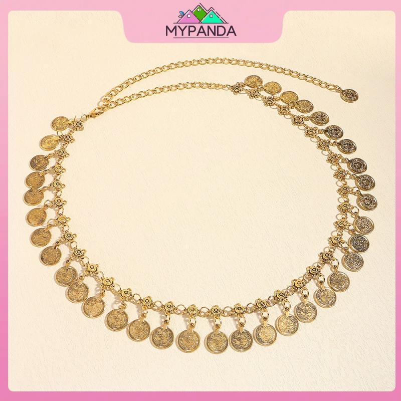 MYPANDA Thắt lưng khiêu vũ chất lượng cao phong cách dân tộc, bụng điều chỉnh dây vàng - Phụ kiện thời trang