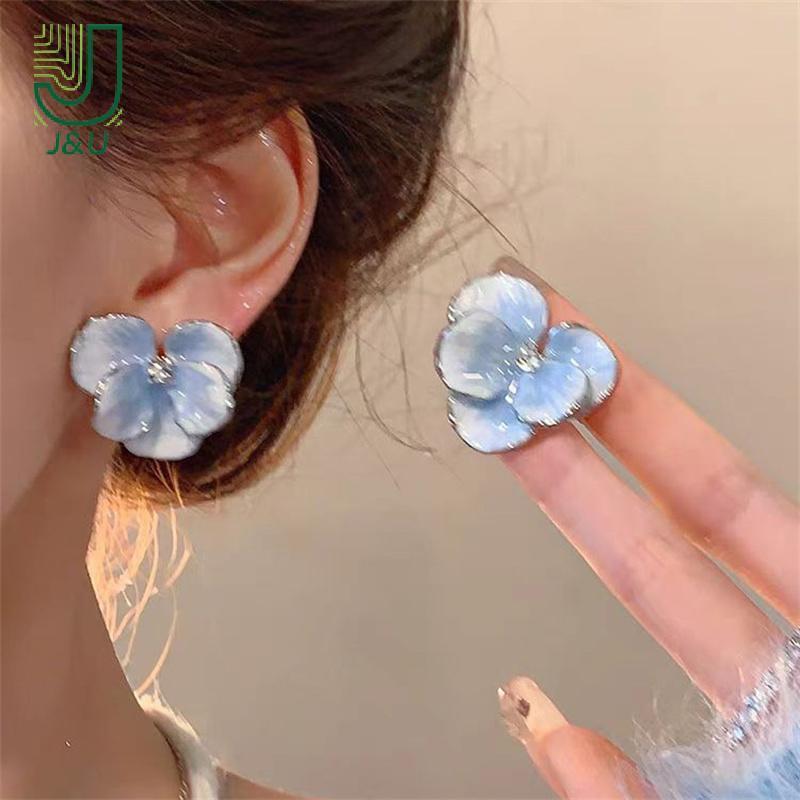 Bông Tai Hoa Cánh Hoa Lập Thể Nhiều Màu Sắc Vintage, Thích Hợp Du Lịch Sang Trọng Bên Biển