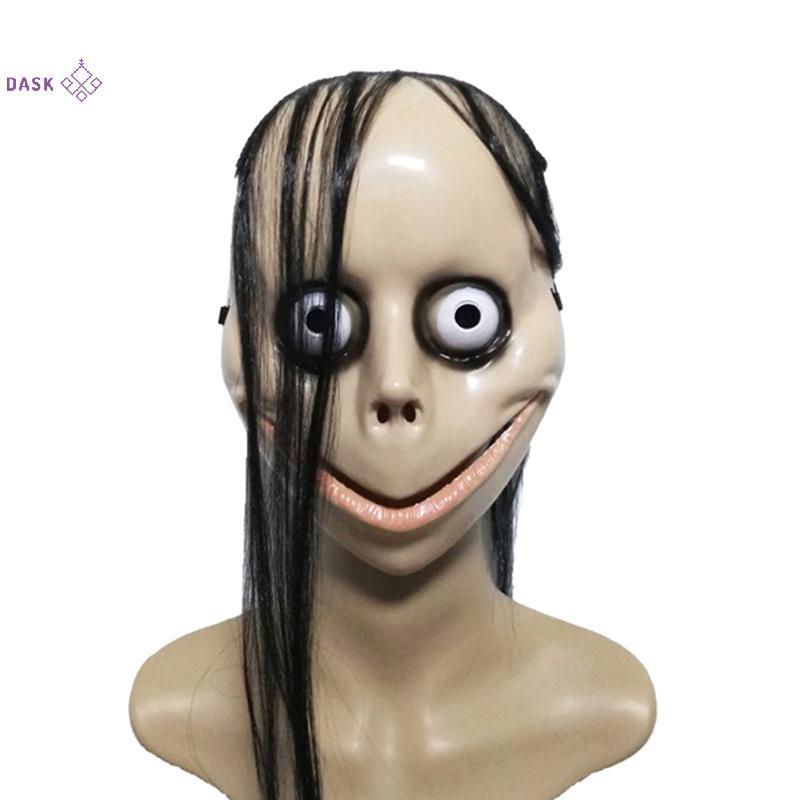 DASK mặt nạ Halloween tóc dài hình chữ V, mặt nạ ma nữ MoMo, hóa trang kinh dị