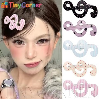 Vận chuyển nhanh - Kẹp tóc hình note nhạc Hàn Quốc có chấm bi và sọc, chống trơn trượt dành cho bé gái
