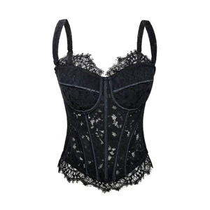 Phong Cách Mới Nhất Ren Rỗng Xương Cá Corset Gợi Cảm Hot Girl Camisole Eo Eo Eo Ôm Hơn Nhìn Bên Ngoài Mặc Top