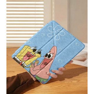 SpongeBob SquarePants big eye Ốp bảo vệ gập chữ Y cho iPad cho Air 4/5/6/7/8 M3 M5 iPad Gen 11 A16, Pro 11 M4  Chống sốc