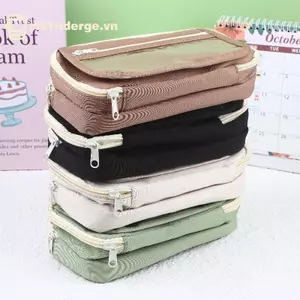 Ge Hộp đựng bút chì dung lượng lớn 9 lớp có ngăn trong suốt và nút lật từ tính để lấy lại n