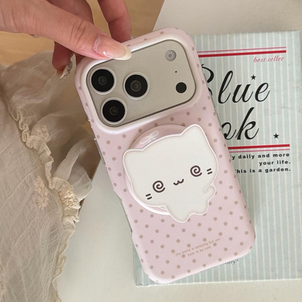 Vỏ cứng Tương thích với iPhone 13 14 14Pro 14ProMax 15 15Pro 15ProMax 16 16Pro 16ProMax 17 17Pro 17ProMax Wave Point Vỏ nam châm họa tiết màu hồng