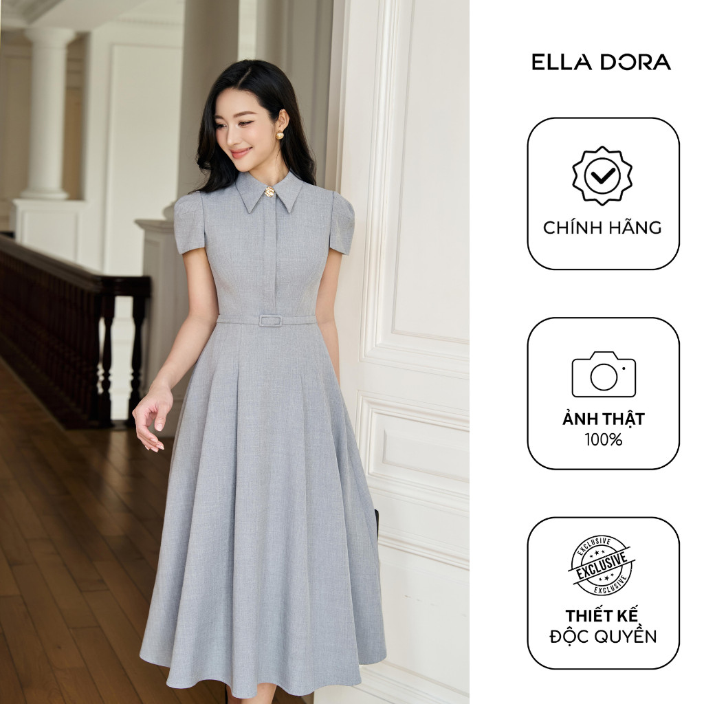 Đầm nữ ELLA DORA thiết kế tay xẻ bọc đai dáng dài form thanh lịch phong cách công sở [D283]