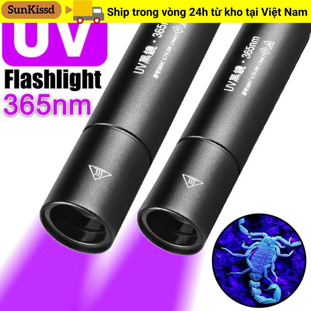 Đèn pin cực tím SUNKISSD 365nm sạc lại được, dụng cụ phát hiện ánh sáng UV tiện lợi