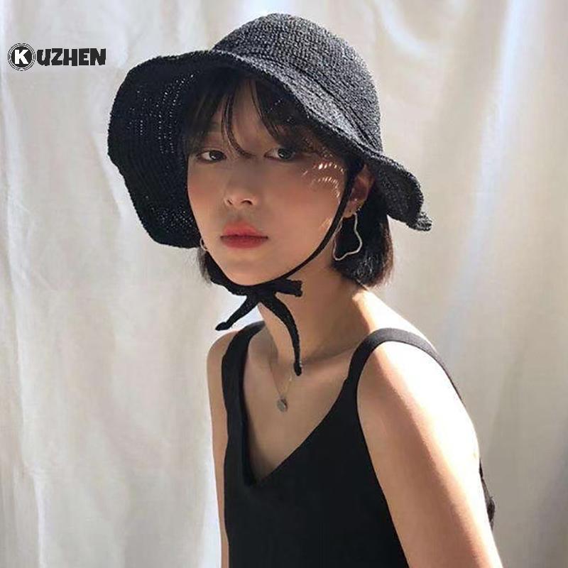 Mũ chống nắng vải lanh cho nữ, thiết kế cloche viền rộng, trendy mùa hè