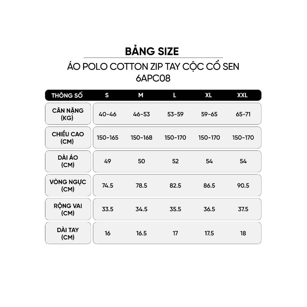 Áo polo nữ CARDINA chất cotton zip tay cộc cổ sen 6APC08