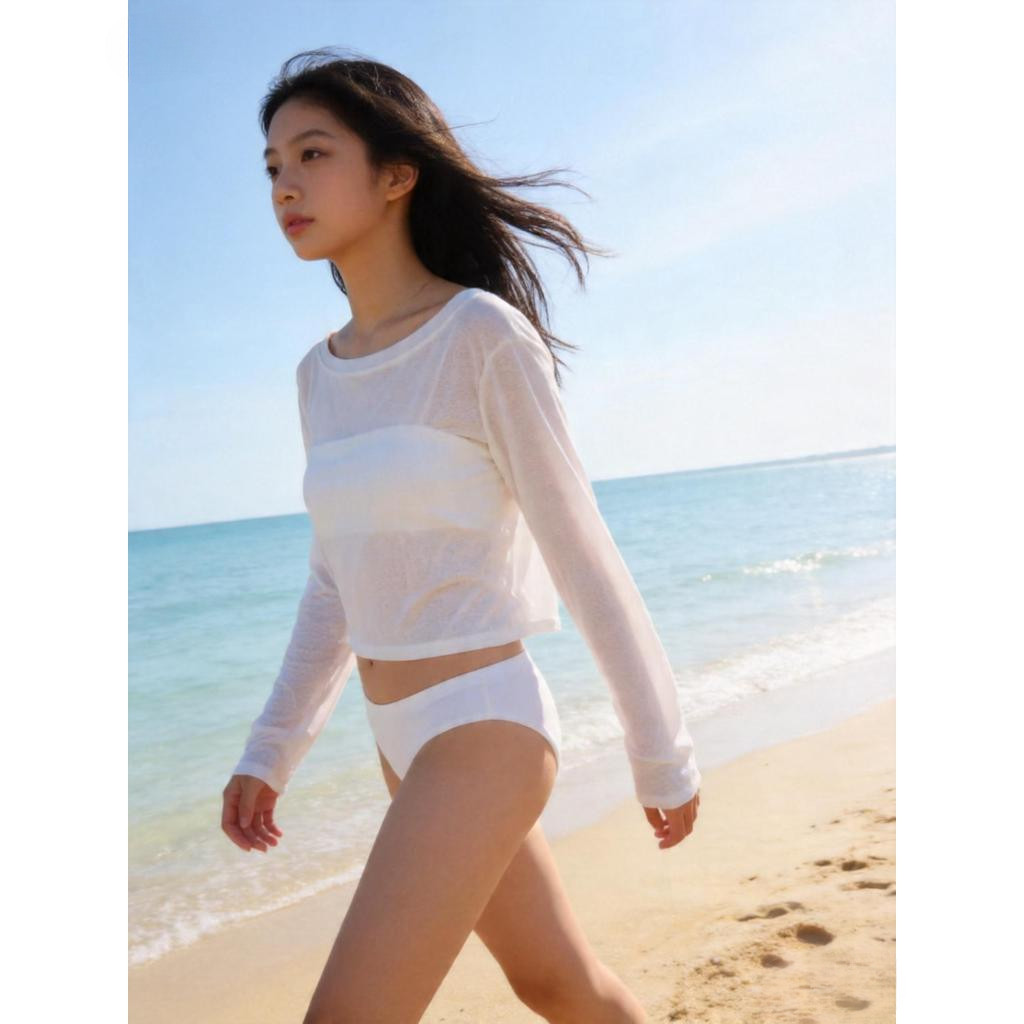 Milyfashion Lưới Đế Mùa Hè Chống Nắng Dài Tay T Mỏng Áo Ngắn Rời Mỏng Hơn Nhìn Top