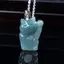 Mặt dây chuyền mèo may mắn ngọc bích nữ - Ngọc nước xanh Maneki-Neko - Dây chuyền bạc dát hợp kim