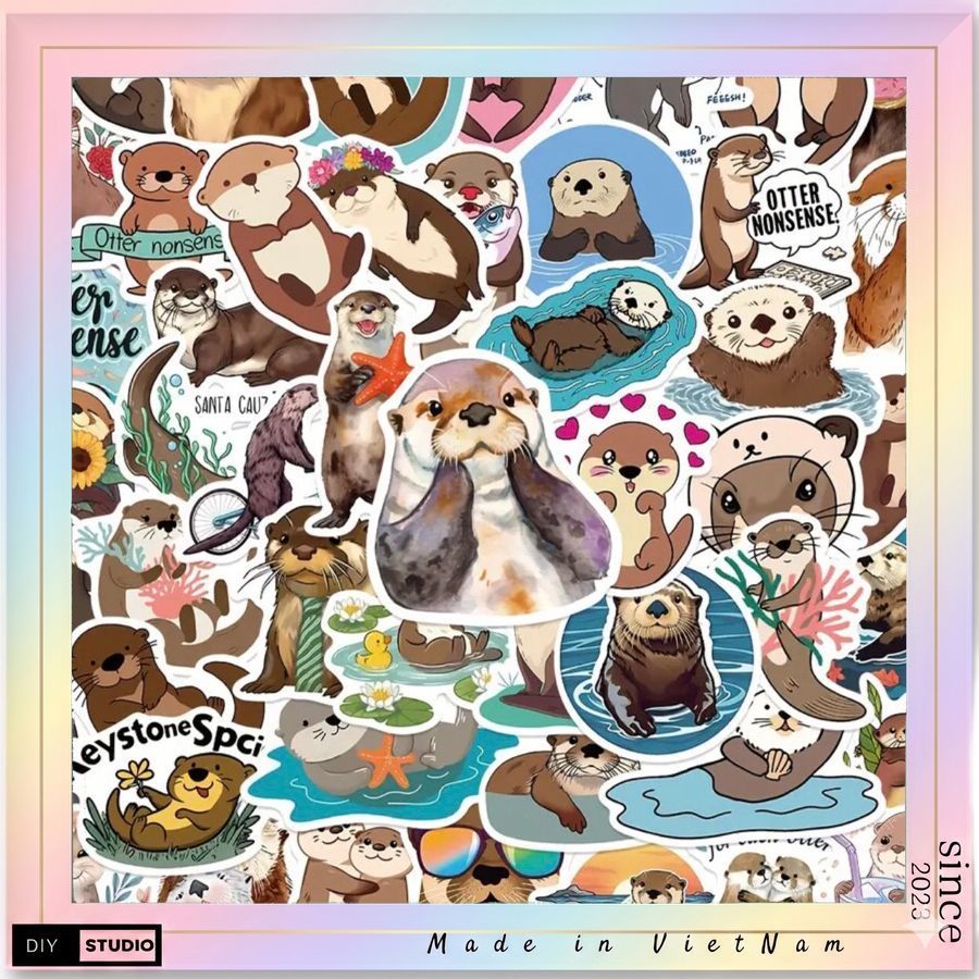 Set sticker rái cá dễ thương siêu hot cho vali sách vở mũ bảo hiểm laptop điện thoại