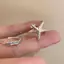 Nhẫn mở zircon xanh dương hình sao biển, phong cách đại dương đơn giản, xu hướng Y2K mới nhất - Bộ 2 cái