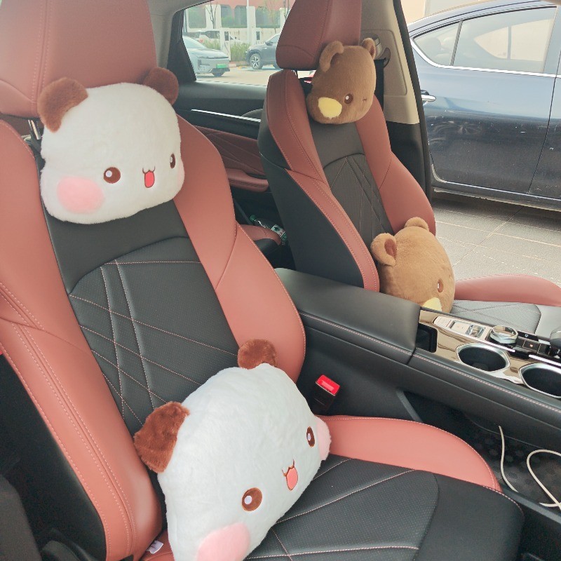 Cặp Đôi Panda Bubu Và Yier Sang Trọng Cổ Ô Tô Gối Bảo Vệ Thắt Lưng Đệm Tựa Đầu Ô Tô Đệm Phụ Kiện Xe Hơi Quà Tặng