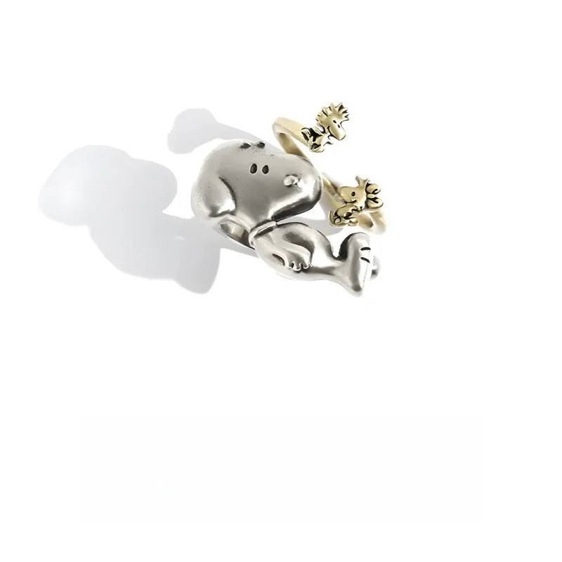 Nhẫn Snoopy & Bird Dễ Thương Phù Hợp Với Hoạt Hình Đơn Giản Giá Trị Cao Niche Thiết Kế Nhẫn Quà Tặng