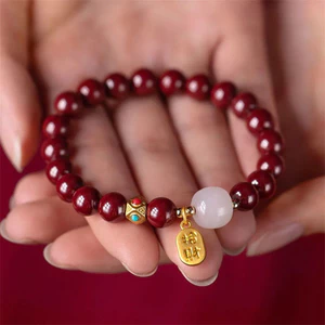 Vòng tay giả cinnabar phong cách Trung Hoa, phụ kiện thời trang