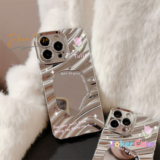 Vỏ Cho IPhone 17 15 13 11 14 12 16 ProMax X XSMax XR 14 16 7 8 Plus Air Hộp đựng gương trang điểm hình hoa tulip mộng mơ