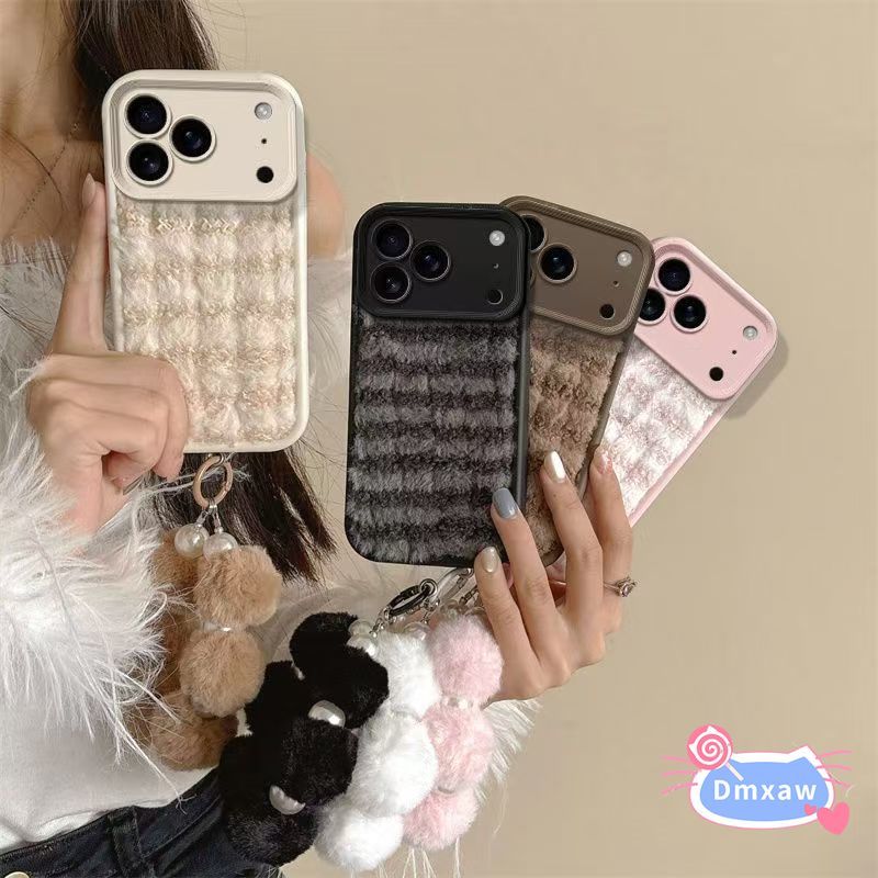 Ốp Điện Thoại Sang Trọng Mùa Đông Dễ Thương Cho OPPO Reno 14 13 11 Pro 10 9 8 Pro Plus 7 SE Lite 8Z 8T 7Z 6 5 Pro 5G 4G Vỏ Sọc Đơn Giản Nhiều Màu Sắc Vỏ Mềm Chống Rơi Với Vòng Tay Quả Cầu Tóc