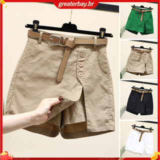 Quần short Mini màu trơn Quần short chân giảm béo Quần short váy cạp cao sành điệu có túi chia bên hông Hợp thời trang Đông Nam Á dành cho nữ