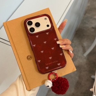 Vỏ điện thoại bóng sang trọng họa tiết sông băng màu trắng nơ màu trắng Hàn Quốc cho iPhone 17Promax 14 15 16 Pro Max 13 Sweet Girly Vỏ di động hai lớp imd chống sốc