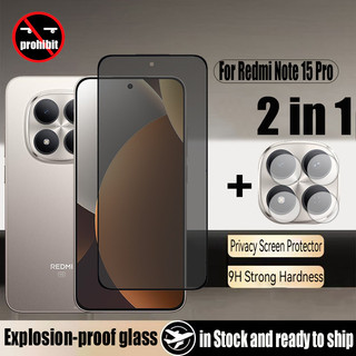 Redmi Note 15 Pro 5G Bảo vệ màn hình riêng tư 2 trong 1 Kính cường lực chống nhìn trộm cho Xiaomi Redmi Note 15 Pro + 14 13 Pro Plus 5G & Phim máy ảnh ống kính