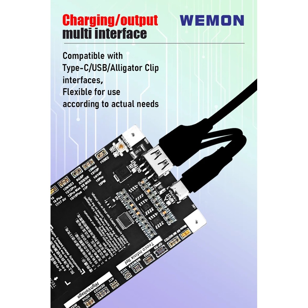Bảng phát hiện kích hoạt pin WEMON BC27 PRO cho IPhone 6-17 & 400 + Mẫu Android Kích hoạt một cú nhấp chuột của công cụ pin