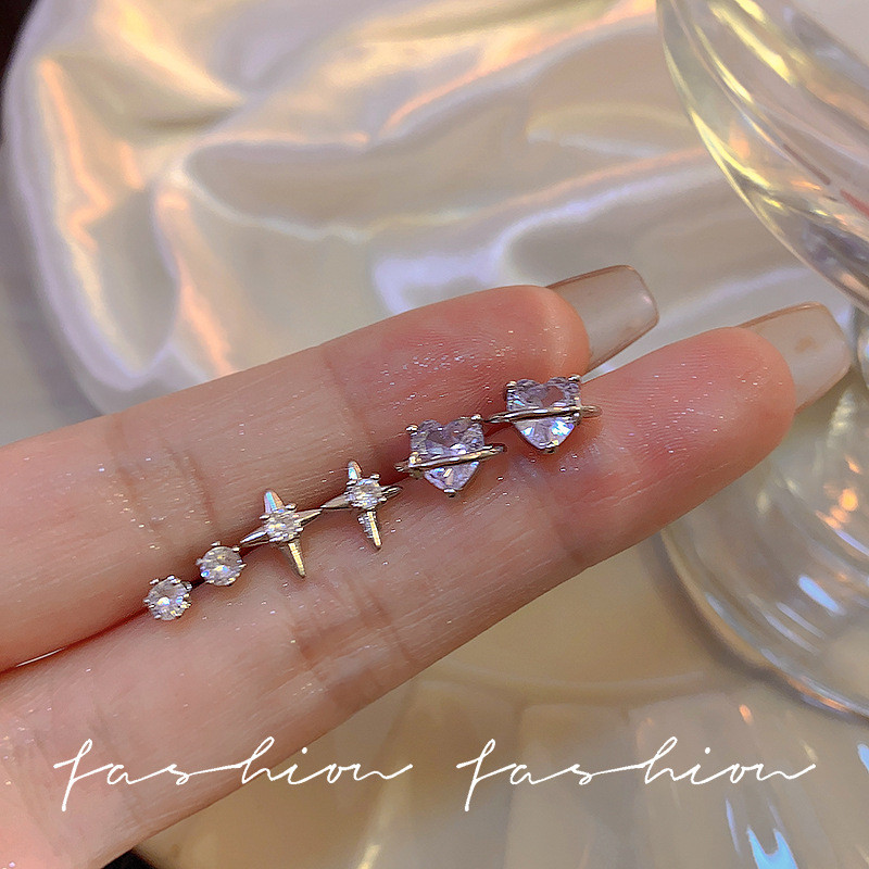 Bán chạy Thời Trang Phù Hợp Với Trái Tim Tình Yêu Zircon Bộ Bông Tai Nữ