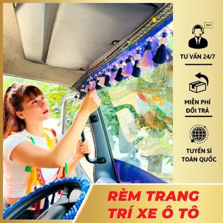 Rèm trang trí kính lái ô tô, xe tải, rèm thổ cẩm nhiều màu sắc