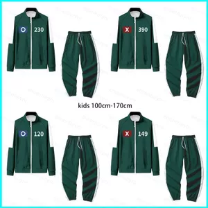 GN trẻ em 100cm-170cm 2 Cái / bộ Trò Chơi Mực Mùa 2 Dây Kéo Áo Khoác Áo Khoác Quần Dài Mồ Hôi NG