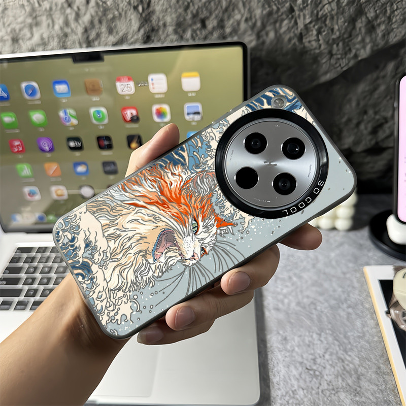 Ốp điện thoại cứng mờ hình chú mèo may mắn của Kanagawa cho Oppo Find X9 Pro X8 Ultra X8 Pro X8S + X7 Vỏ Oppo siêu chống sốc