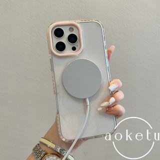 Vỏ điện thoại từ tính lấp lánh túi khí màu tương phản đơn giản phù hợp cho iPhone 12 13 14 15 16 Pro Max trong suốt bao gồm tất cả vỏ cứng silicon chống rơi