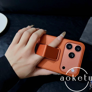 Giá đỡ gấp dây đeo cổ tay tích hợp màu cam mới Thích hợp cho vỏ điện thoại Apple 17 ProMax iPhone 16 Pro Khóa vòng 14 Skin Feel 15 / 13 Vỏ bảo vệ không khí cao cấp