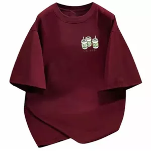 Áo phông unisex tay lỡ cotton su mát in hình ly nước chanh-quanao94