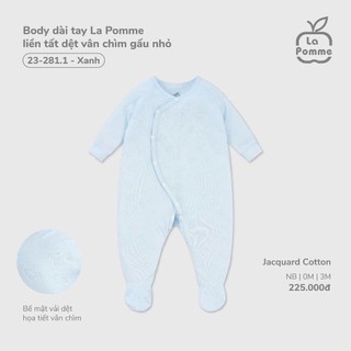 La pomme SS2026 BST sơ sinh La Pomme dệt vân chìm gấu nhỏ - Xanh T1.4