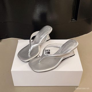 Dép xỏ ngón kiểu Pháp Fairy Toe để mặc ngoài trời giày mùa hè có gót nêm đơn giản tăng chiều cao dép phong cách mới