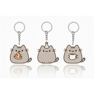 Chiếc móc khóa mèo xám tròn trịa Pusheen.