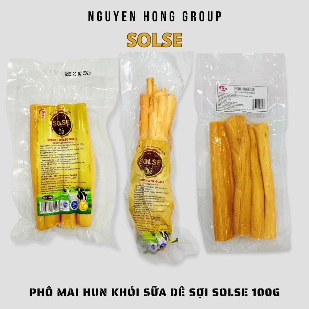 Phô mai hun khói mặn sữa dê que SOLSE 100g phomai ăn vặt xé sợi cheeze