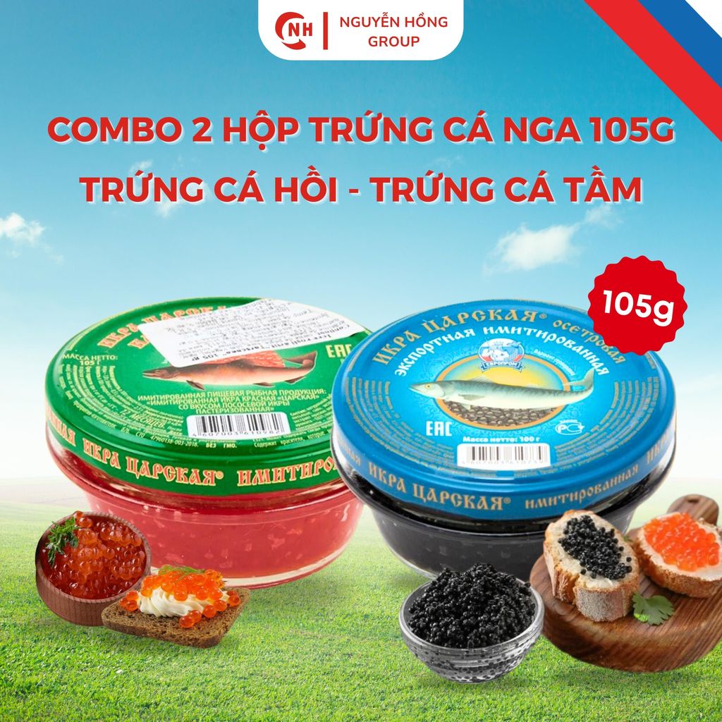 Combo 2 hộp trứng cá Nga ăn liền 105g nhập khẩu chính hãng Food ăn vặt food Food Ăn Vặt