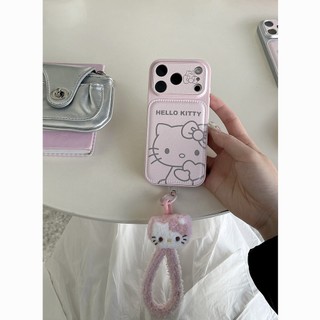 Ins Phong Cách Hàn Quốc Họa Tiết Da kt Cat Thích Hợp Cho 17promax Ốp Điện Thoại iPhone16 Dây Di Động 15 Dễ Thương 14 Mẫu Mới