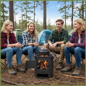 Bếp Gỗ Di Đông với Hố Lửa Thép Không Gỉ - Phù Hợp Đi Bộ Đường Dài và Camping
