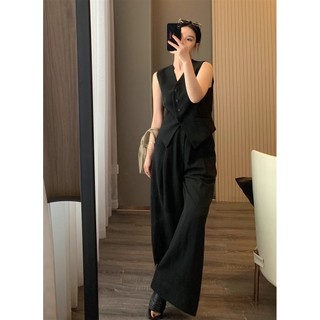 Bộ vest vải lanh không tay, cao cấp, phong cách mùa hè trẻ trung năng động cho Nữ