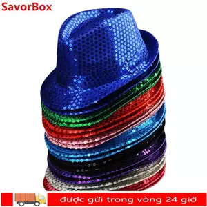 Mũ Jazz SAVORBOX Sequin cho cosplay và biểu diễn vũ đạo