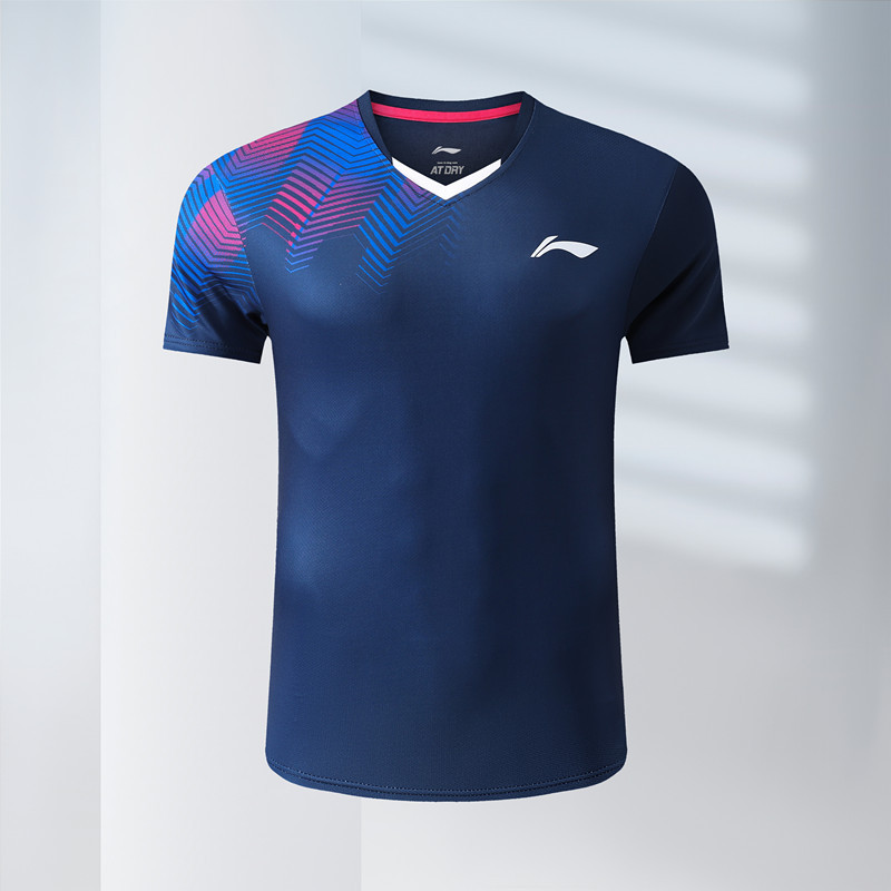 Áo sơ mi thể thao khô nhanh Li Ning cầu lông, áo sơ mi ngắn tay thi đấu thoáng khí cho nam và nữ