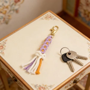 Móc khóa DIY Cotton mềm Yoo với trang trí viền đầy màu sắc cho túi xách và chìa khóa quyến rũ