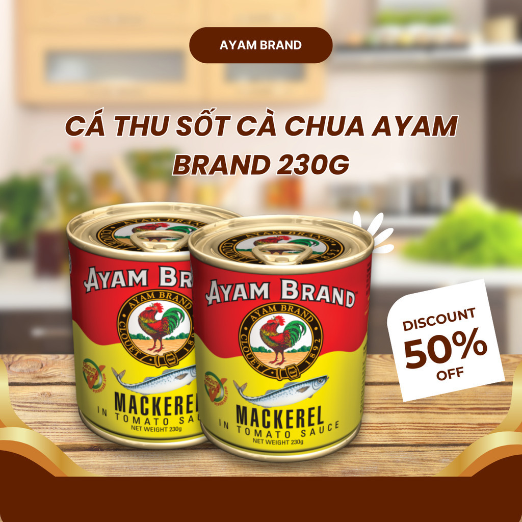 (XẢ HÀNG) Cá Thu Sốt Cà Chua Ayam Brand 155g Và 230g, Cá Hộp Thơm Ngon Dinh Dưỡng (Date 25/8/26)