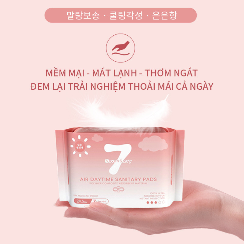 【SevonStory ⑦】Combo 7 gói Băng vệ sinh tích hợp chip bạc hà mát lạnh.Chất liệu mềm mại, thấm hút nhanh sau 3 giây. Băng vệ sinh tàng hình.