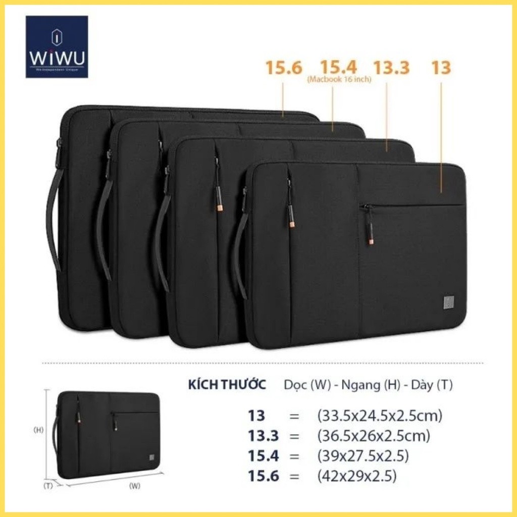 [Chính Hãng] Túi Chống Sốc Laptop / Macbook Wiwu Alpha Slim Sleeve - Dáng Xách Dọc Thời Trang, Kháng Nước, Đệm Nhung