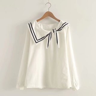 Hàng sẵn có JK sơ mi cotton phong cách đại học Hàn Quốc, cổ hải quân, phù hợp mùa xuân